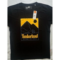 Timberland Black Short-Sleeve Tee with Yellow & Blue Mountain Graphic