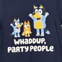 Bluey Shirt Medium Navy Whaddup Party People Cartoon Graphic Tee Bingo Bandit