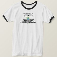 Chillin’ Froggy Vintage Two Horse Logo Parody of the Jeans Brand Ringer T-Shirt