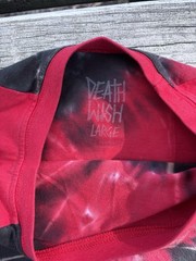 Deathwish Men’s L Red Black Tie-Dye Crew Neck 3/4 Sleeve Raglan Knit T-Shirt