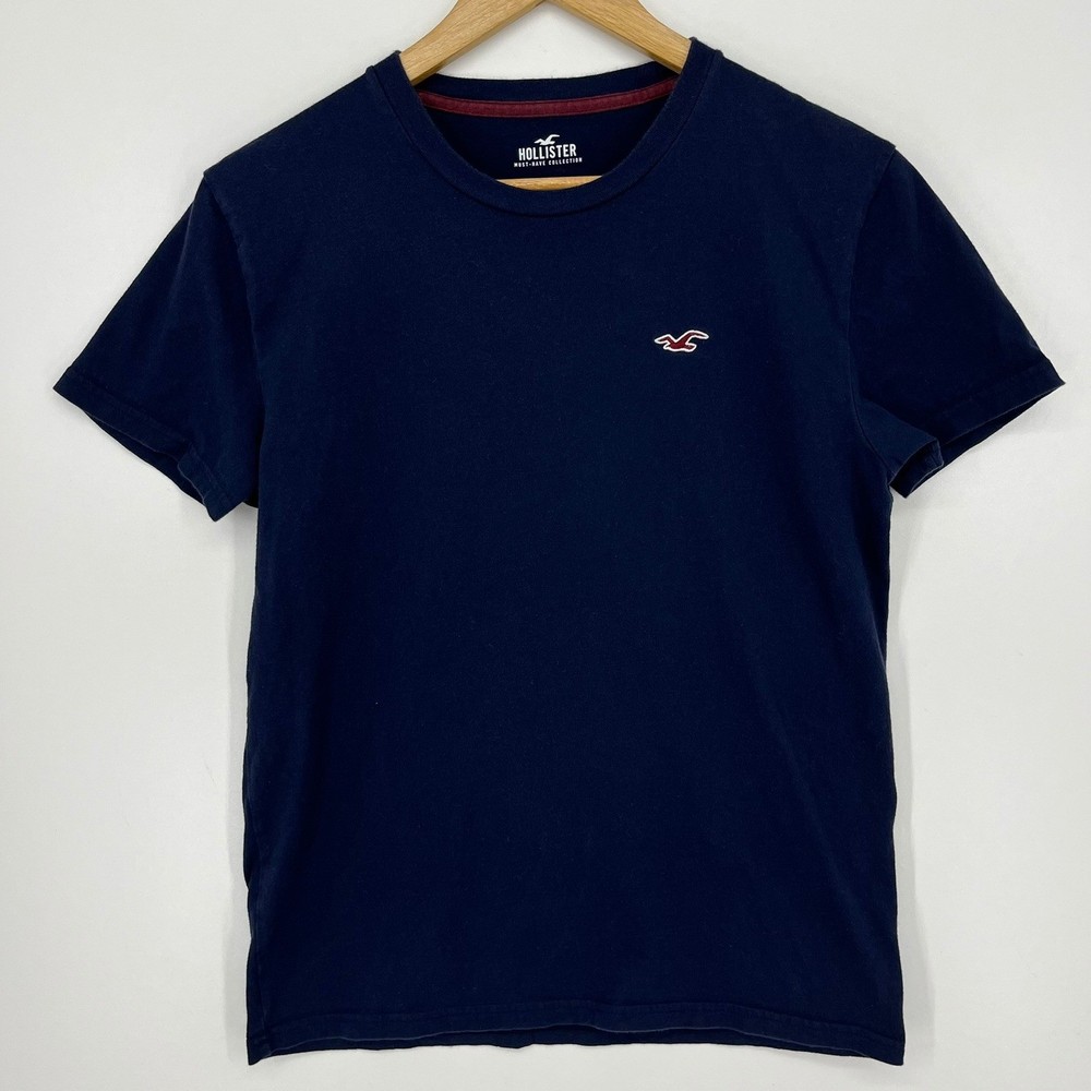 Hollister Mens Must-Have Collection T-Shirt Navy Blue Small Embroidered Logo