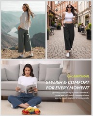 CAMPSNAIL Wide Leg Pants Women 25″/29″ Casual Summer Capri Sweatpants Lightw…