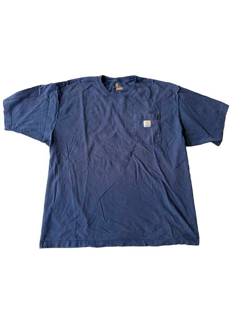 Carhartt Pocket T-Shirt Mens XL Blue Crew Neck Short Sleeve Original Fit