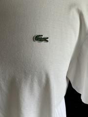 Lacoste white men’s tshirt w logo patch 100% cotton Size 6/XL
