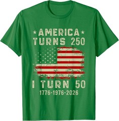Funny America Turns 250 I Turn 50 1976 50th Birthday T-Shirt