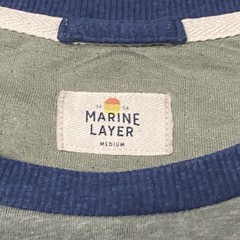 Marine Layer Baseball Jersey Style Raglan Shirt Mens M Blue Green Long Sleeve