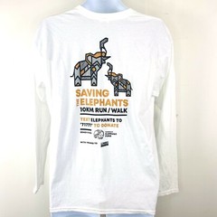 Delta Apparel Shirt sz L White Saving the Elephants 10K Charity Event Activist