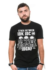 Men’s Funny T-shirt Skeleton Shirt Humorous Gift Idk Idc and Idgaf Shirt