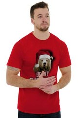 Beary Christmas Santa Claus Christmas Gift Adult Short Sleeve Crewneck Tee