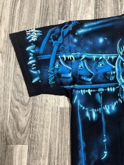 Vintage 2001 Liquid Blue Great Wolf Lodge Wolf All Over Print T-Shirt Size XL