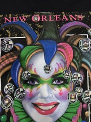 Vintage 90s 1999 New Orleans Masks Tshirt Andrea Mistretta medium Mardi Gras vtg