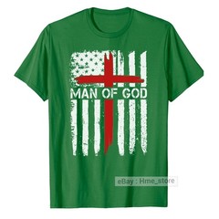 Man of God American Flag Cross T-Shirt Christian Faith Catholic Dad Grandpa