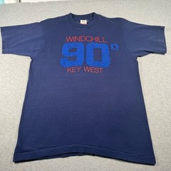 Vintage Key West Shirt Adult Medium Navy Blue 90s Degree Windchill Single Stitch
