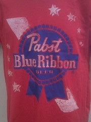 Men’s Pabst Blue Ribbon Americana T-Shirt Red Cotton Poly Short Sleeve S M L XL