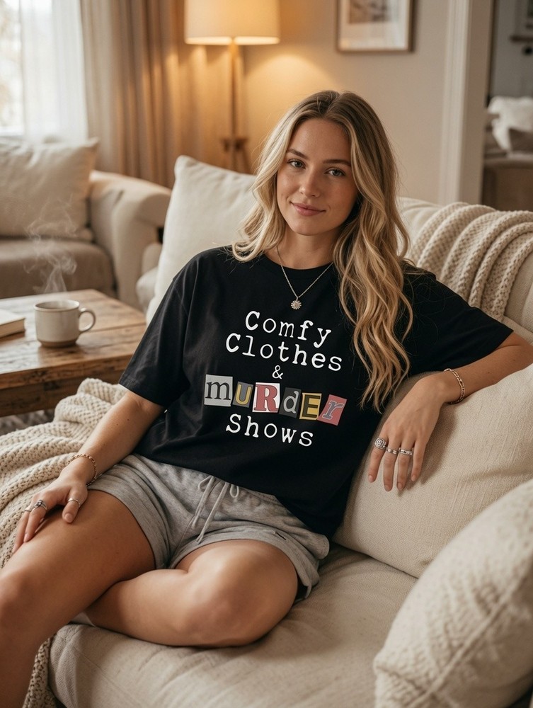 Comfy Clothes & Murder Shows T-Shirt – True Crime Lover Graphic Tee