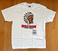NOS Vintage 90s RED MAN Moist Snuff T-SHIRT Indian TOBACCO Tee SINGLE Stitch XL