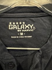 GALAXY BY HARVIC MENS SHORT SLEEVE SHIRT BUTTON NECK SOLID BLUE SIZE M