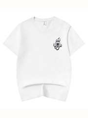 Niepce Men’s Dragon with Red Flames Embroidery Tee Japanese Streetwear T-Shirt
