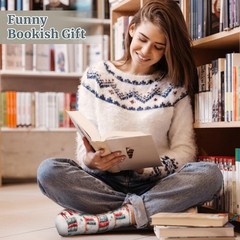 6 Pairs Book Lover Fuzzy Socks Winter Cozy Book Lover Socks Funny Bookish Gif…