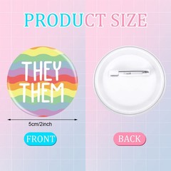 Pronoun Badges Pins Gender Identity Pins They/them,she/her, He/him Pronoun Pi…