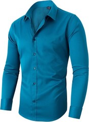 Spring Fashion Stretch Shirt Men Casual Long Sleeves Business Casual Coat