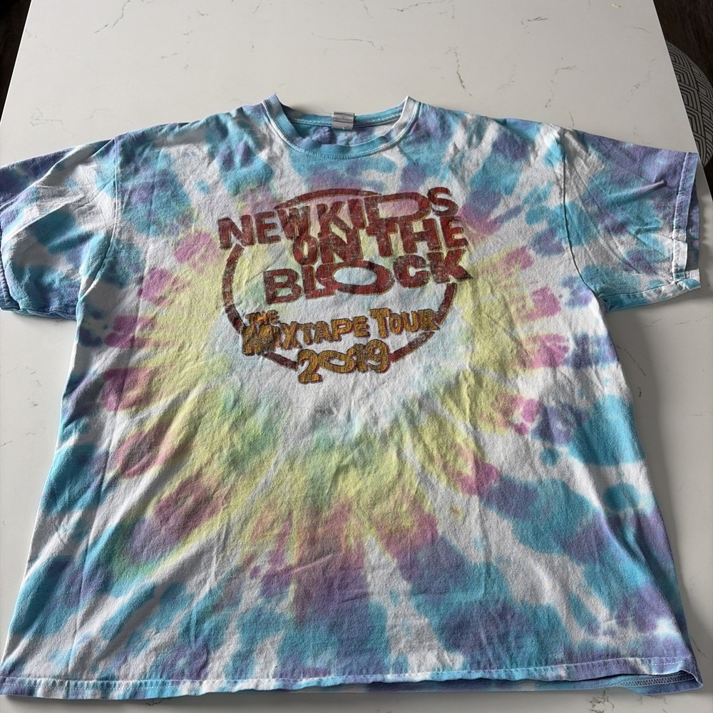 New Kids On The Block Mixtape Tour 2022 Men T-Shirt2XL Tie Dye Pink Double Sided