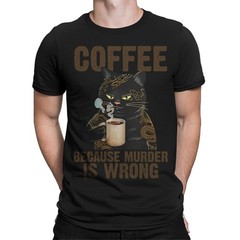 Coffee Because Murder Is Wrong Cat Tatto Gift Mens T-Shirts Tee Top