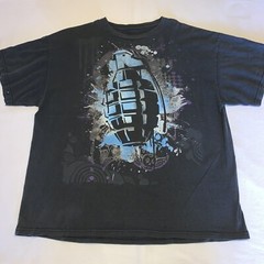Grenade Graphic Black/grey T-shirt Men. Chest:23in Length:28in