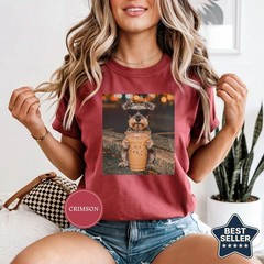 Funny Miniature Schnauzer Drinking Iced Coffee Unisex T-Shirt