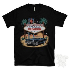 CLEADON LAS VEGAS SIGN PARODY FUNNY T-SHIRT South Tyneside uk