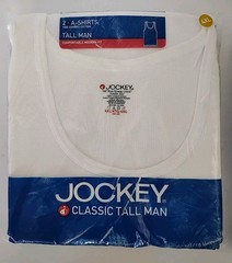 Vtg Jockey White Tall Man Modern Fit A-Shirt Tank Cotton NIP 4XL 2 Packs Of 2
