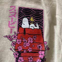 Snoopy Woodstock Japanese T-shirt Sakura Cherry Blossom Peanuts Japan L no tags