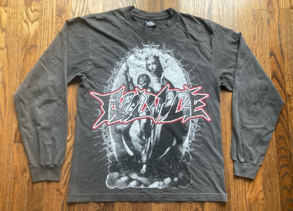 Evil Vice T-Shirt Mens Size Medium Long Sleeve Double Sided USA Made Faded
