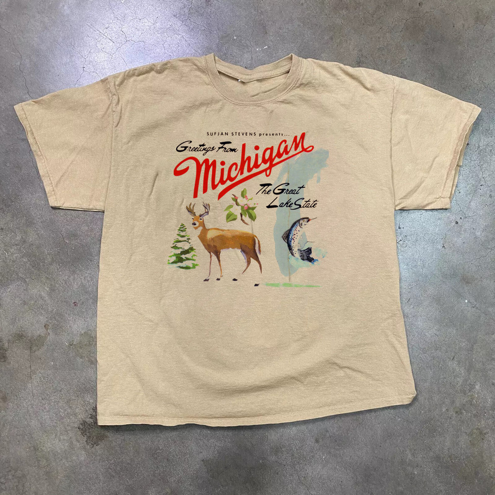 SUFJAN STEVENS Greeting From Michigan SAND Unisex S-5XL T-Shirt BS1025