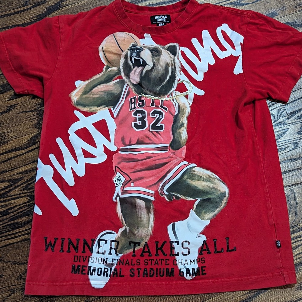 Hustle Gang Bear Jordyn T SHIRT (Small) Red Basketball Winner Takes All Hip Hop