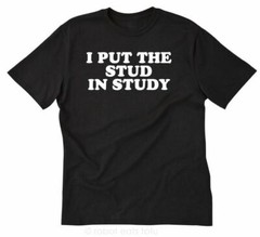 I Put The Stud In Study T-shirt Funny Party College School Crazy Tee Shirt