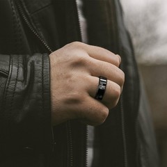 8mm Black Etched Deer Head Tungsten Carbide Wedding Band Men’s Hunting Ring S…
