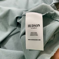 Hudson Los Angeles Mens XL Seafoam Green Raw Distressed Edge Crewneck T-Shirt