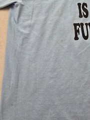 Hanes Heavyweight 50/50 Shirt Mens Small Blue Text Print Crew Neck Vintage Feel