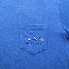 BURLEBO The Fly Life Graphic Pocket Tshirt Mens Medium Blue Fly Fishing Lure