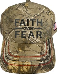 Faith Over Fear Embroidered Camo Structured Adjustable One Size Fits All Hat