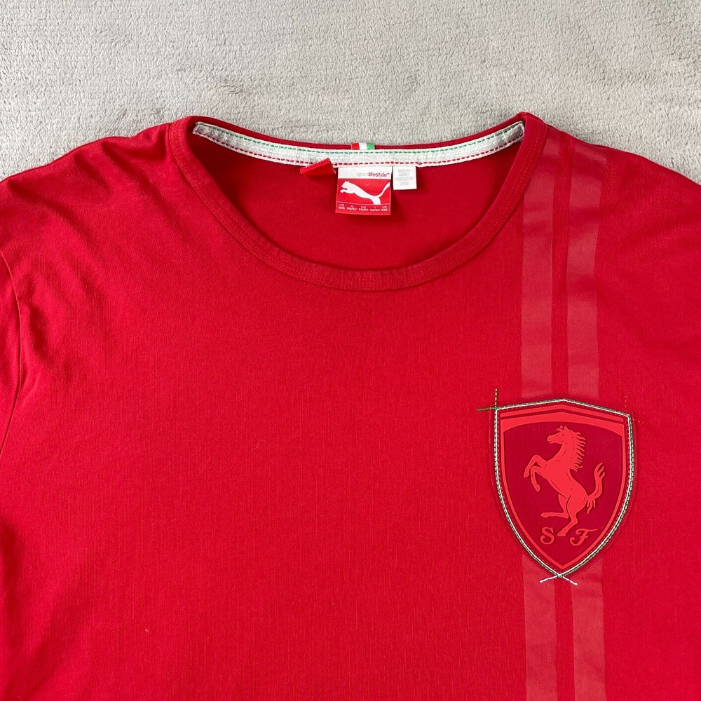 Puma X Scuderia Ferrari T Shirt Men 2XL Rosso Corsa Big Shield Long Sleeve NWOT