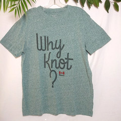 Roots Canada T-Shirt Why Knot? Rope Font Green Mens M Tagless Tee Cotton Blend