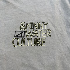 Skinny Water Culture T Shirt Mens Small Pale Yellow Graphic Featherlite Cotton