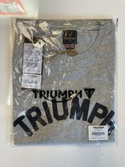 Triumph Motorcycles T-Shirt Mens Large Burnham Gray Marl Spellout Logo Cotton