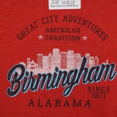 Birmingham AL Jerzees Shirt Mens M Red Short Sleeve Round Neck Graphic Print Tee