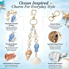 Ocean Starfish Seashell Keychain, Summer Beach Charm