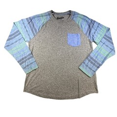 Brooklyn Cloth Mens Raglan Shirt Tribal Pattern Sleeve XL Gray Cotton Blend