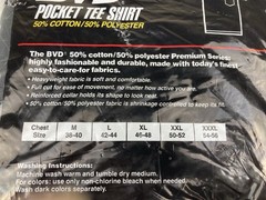 VTG 90’S BVD HEAVYWEIGHT POCKET T-SHIRT BLACK COTTON/POLY MENS M MADE IN USA NEW