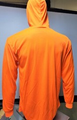 Safety Orange Long Sleeve Shirt With Hoodie, Polyester birdeye mesh fabric